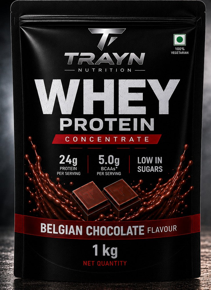 TRAYN Nutrition Whey Protein Concentrate Belgian Chocolate — front of pack
